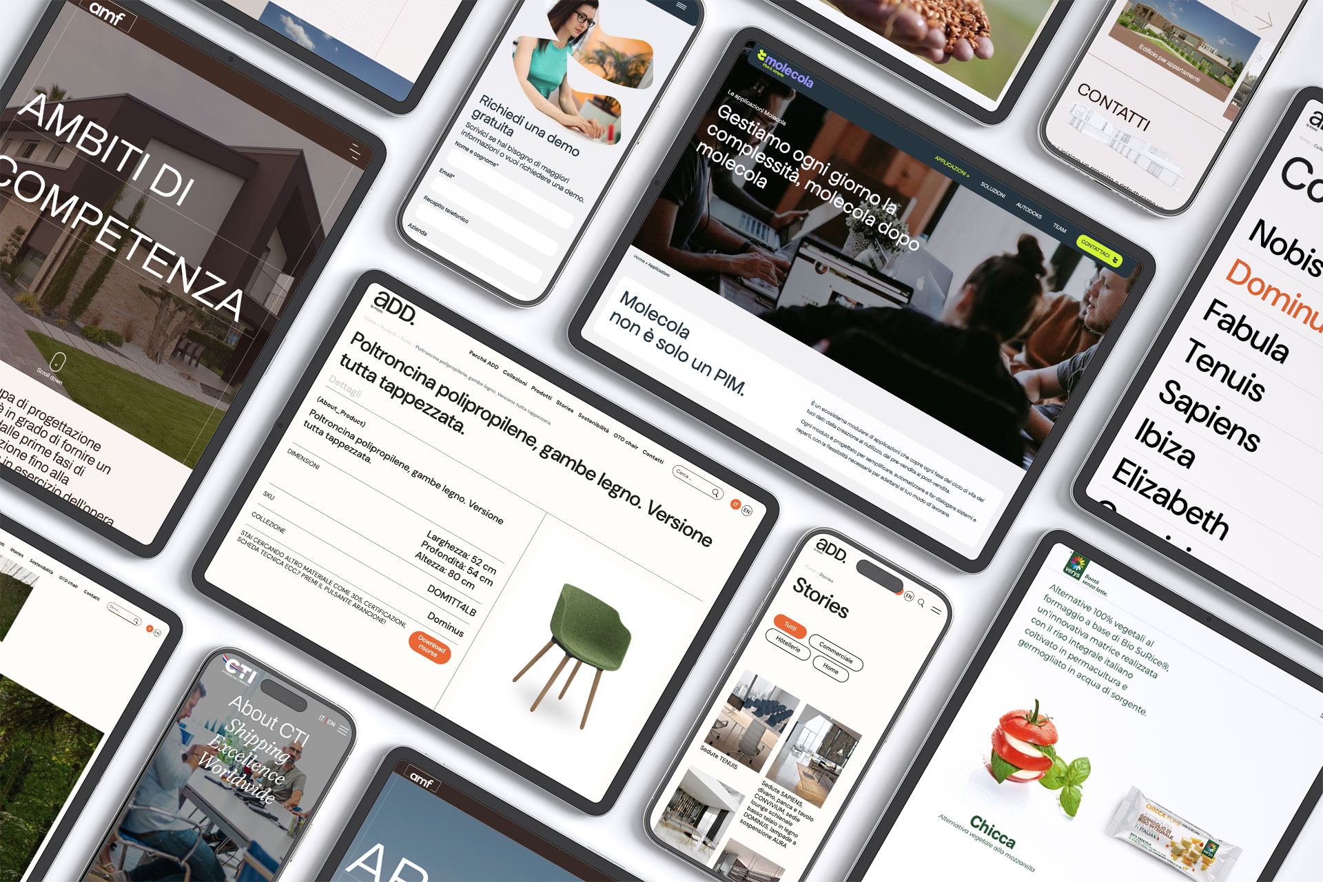 moke up collage di vari siti internet di formati, design e costi diversi