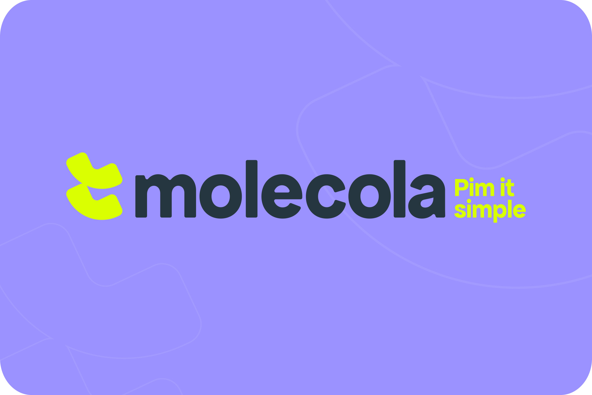 il logo nuovo fatto per Molecola, accanto al suo nuovo pay off "Pim it simple"