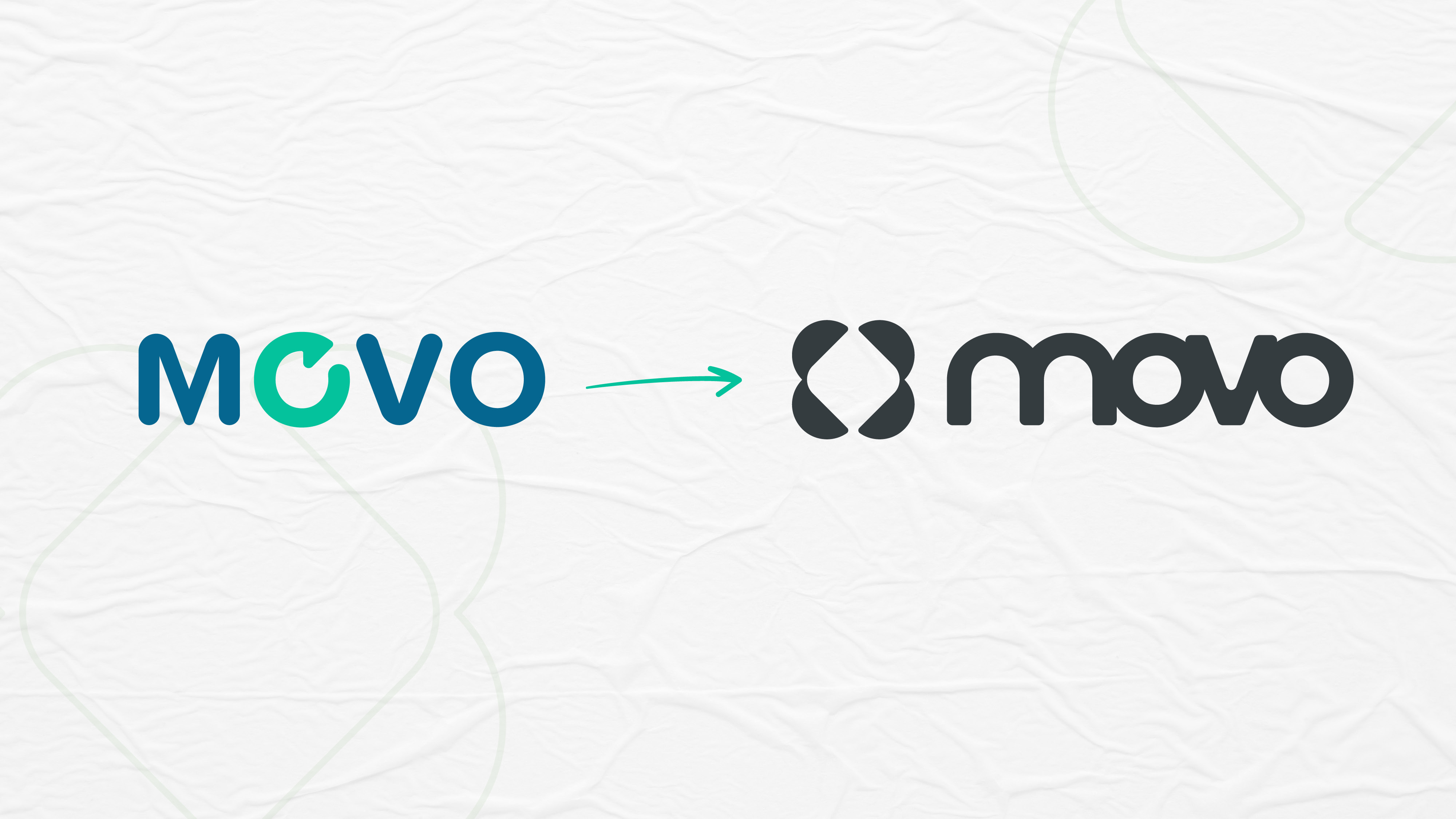 esempio di rebranding fatto per l'azienda movopack, con a sinistra il logo vecchio e a destra quello nuovo